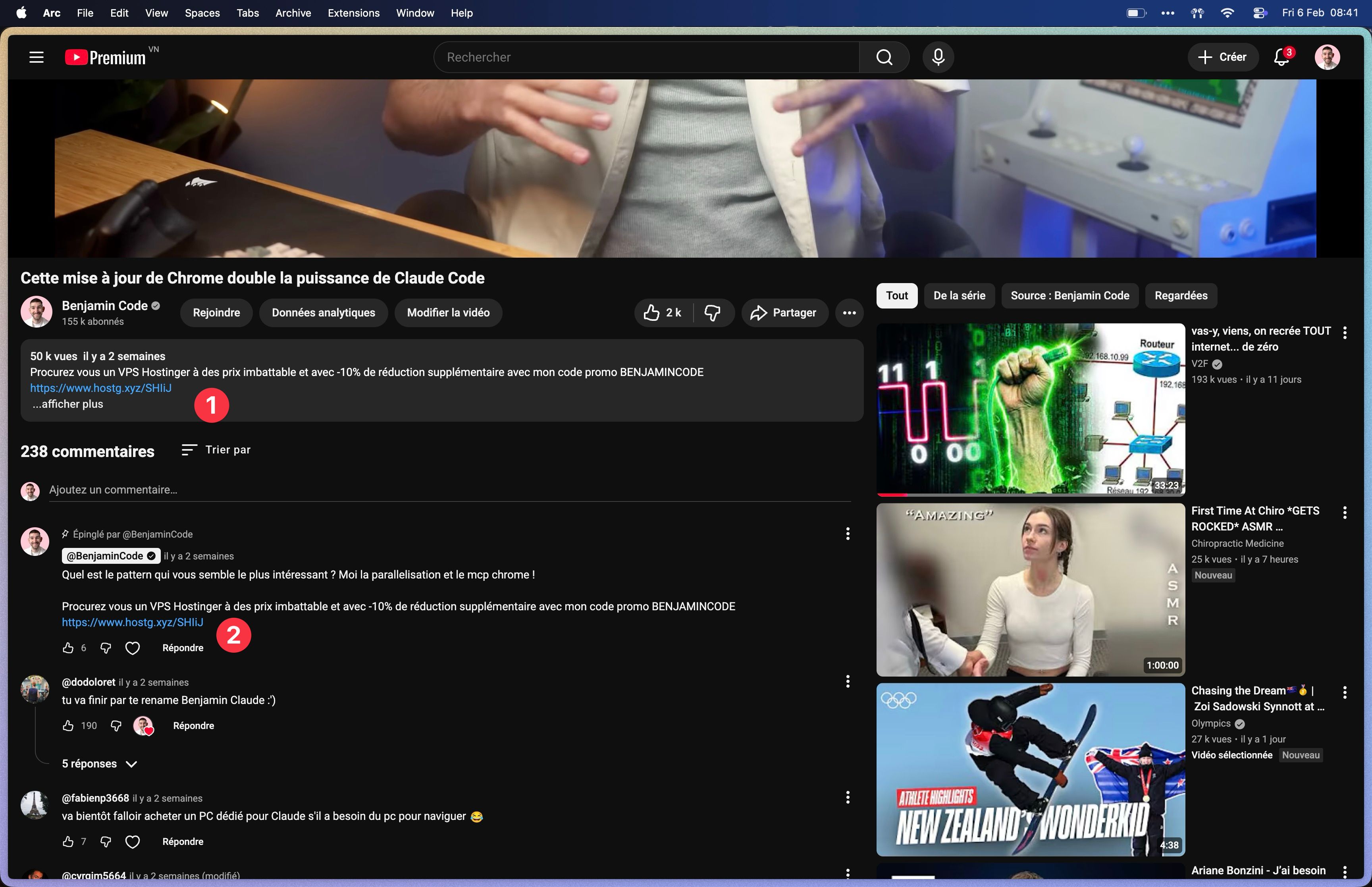 YouTube description with correct sponsor placement