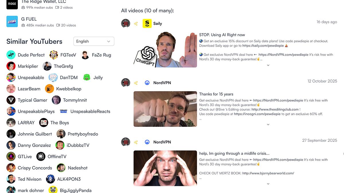Historique des Vidéos Sponsorisées
